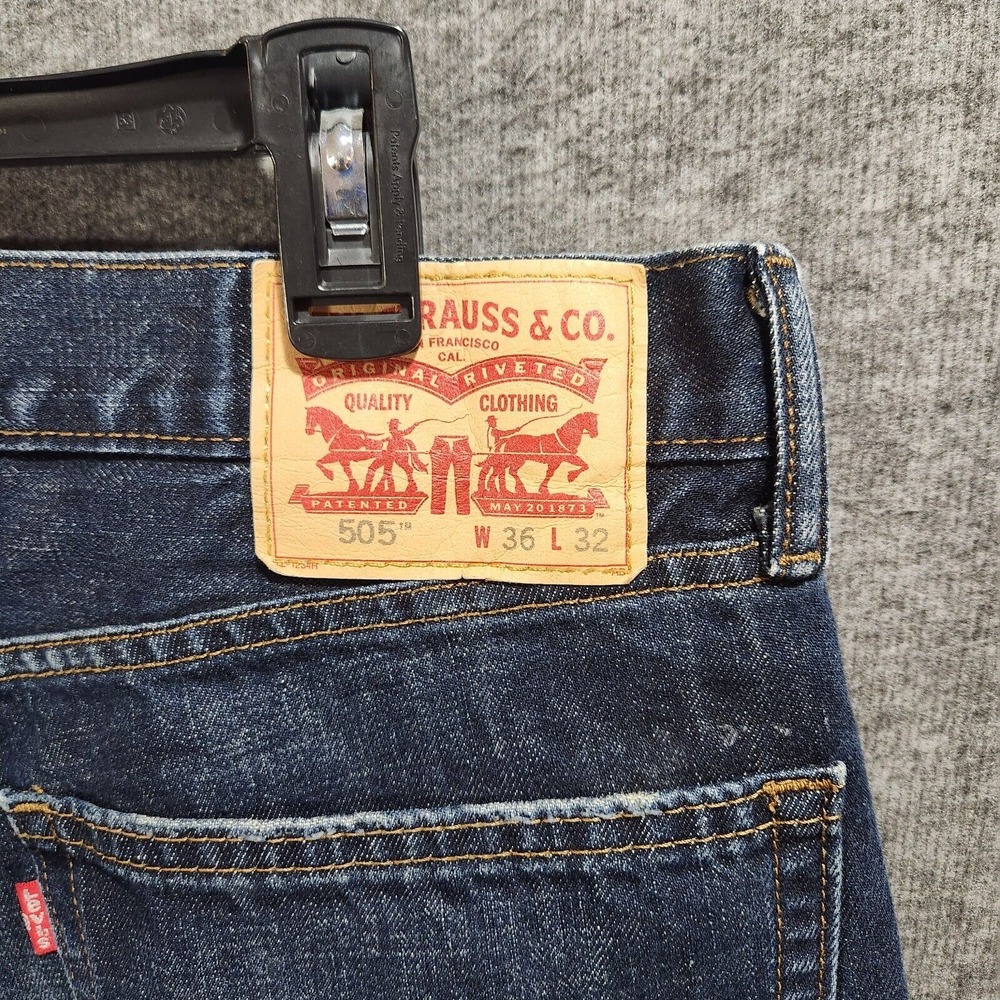 Levi's 505 Jeans 36×32 Mens Blue Denim Red Tab Straight Fit Cotton Blend - Picture 3 of 10